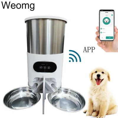 ชามสแตนเลสอาหารสุนัข APP Wifi สำหรับสัตว์เลี้ยง4.5L อาหารสองมื้อเครื่องให้อาหารสัตว์เลี้ยงอัจฉริยะ