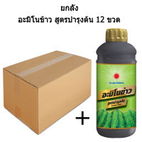 อะมิโนข้าว สูตรบำรุงต้น (1 ลัง บรรจุ 12 ขวด) สำหรับบำรุงต้น-ใบ แตกกอ แตกรากดี ข้าวแตกกอใหญ่ ลำต้นแข็งแรง ใบเขียวตั้งตรง เขียวทน เขียวนาน