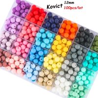 2023 Kovict 12mm 100Pcs Loose Silicone Beads Round BPA Free For Jewelry Making Bracelet Necklace DIY Pacifier Chain Accessory