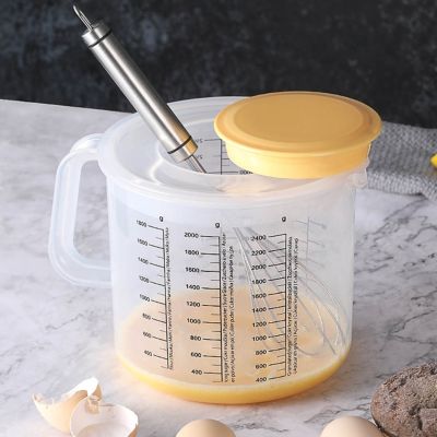 ℗♘ 2.5L Large Capacity Baking Measuring Cup Scale Mixing Bowl with Lid Transparent Plastic Mixing Cup for Home Kitchen