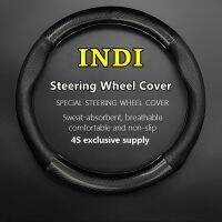 dfgvedvg Car PUleather For INDI Steering Wheel Cover Genuine Leather Carbon Fiber