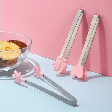 Creative Small Palm Heart Silicone Food Tongs Ice Candy Kitchen Stainless  Steel Non-slip Mini Tongs