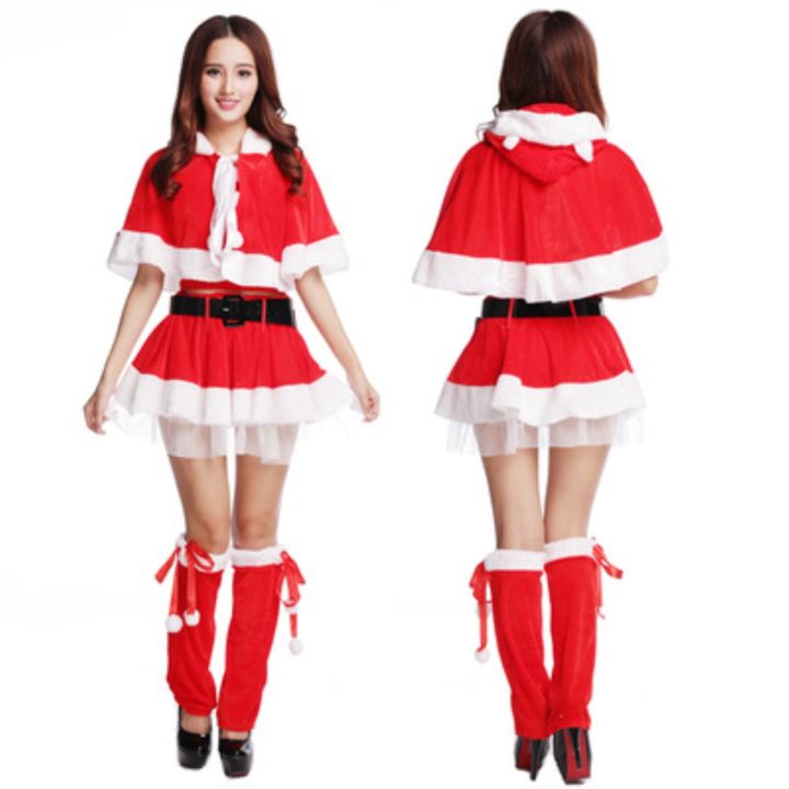 cos-imitation-ชุดคริสต์มาสเซ็กซี่ผู้หญิงซานตาคลอสเครื่องแต่งกายชุดแฟนซีเซ็กซี่ชุดคอสเพลย์ปาร์ตี้ชุดกำมะหยี่สีแดง