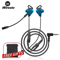 Wiresto Gaming Earphones with Mic In Ear Headphone Wired Headset with DUAL Mic for Cellphone/Computer Earphone with Noise Cancelling Stereo Headphones for Mobile Phone PS4 New Xbox One Free Case