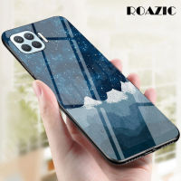 ROAZICสำหรับOPPO A93เคสโทรศัพท์Gradient Starry Luxury Slimกระจกเทมเปอร์ปลอกขอบซิลิโคนอ่อนนุ่มกันกระแทก