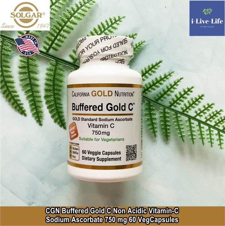 Buffered Gold C, Non-Acidic Vitamin C, Sodium Ascorbate 750 mg 60 ...
