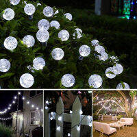 Solar Light String with 30 Bulbs Waterproof LED Crystal Fairy Ball Light for Outdoor Home WarmWhiteColorful Light 6.5M NIN668