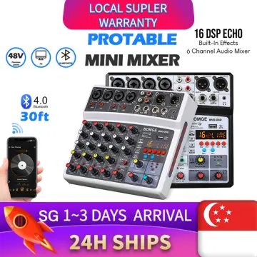 BOMGE 4 Channel DJ Bluetooth Audio Mini Mixer with Effects, USB, White