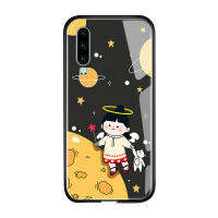 UCUC แก้วเคสสำหรับหัวเหว่ย P30สำหรับเด็กผู้หญิงการ์ตูนแมวหมีเปลือย NASA Galaxy Glossy กระจกเทมเปอร์กลับนุ่มขอบเคสใส่โทรศัพท์