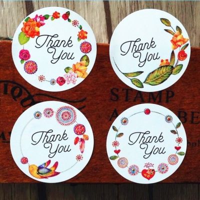 1200pcs/lot Sweet Round Thank you series Adhesive Baking Seal Sticker students Gift Label Stickers Funny DIY Work Stickers Labels