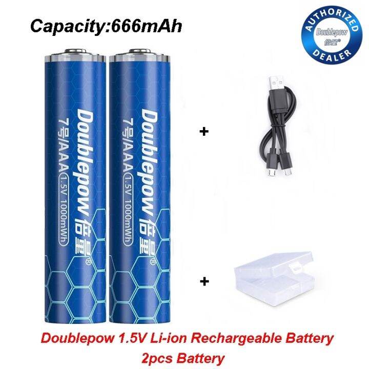 Doublepow AAA 1000mWh / 666mAh 1.5V USB Charge Li-ion Rechargeable ...