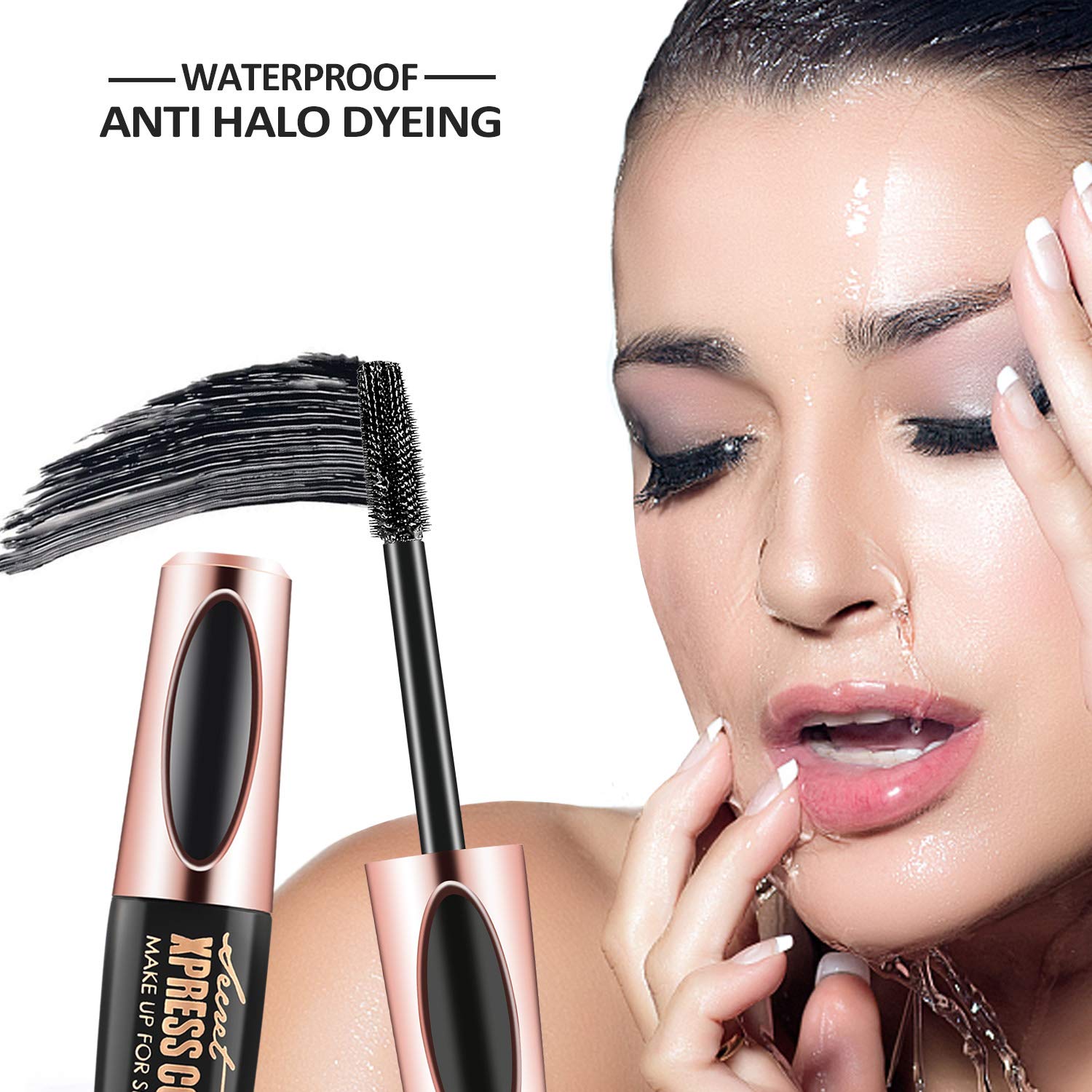 Tmrow Fiber Eyelash Mascara Extension Makeup Black Cold Waterproof Kit Eye Lashes 
