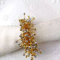 Free Shipping Gold Silver Pearl Beads Napkin Ring 4Pcs New Design