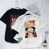 เสื้อยืดพิมพ์ลายอะนิเมะ My Hero Academia เสื้อยืดพิมพ์ลายมังงะฮาราจูกุแบบญี่ปุ่นแขนลำลองขาสั้นคอกลมแฟชั่นผ้าฝ้าย100%