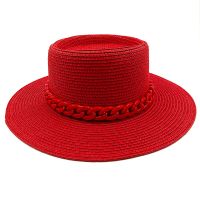 New Summer Sun Straw Hat Women Color Chain Concave Hat Stitching Hat Outdoor Sports Beach Sun Cap UV Protection Fedora Hat