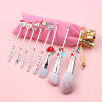 Christmas Cosmetic Brush Set Tools Super Cute Pink Cartoon Brush Set Metal Handle Foundation Eyeshadow Kawaii Makeup Brushes