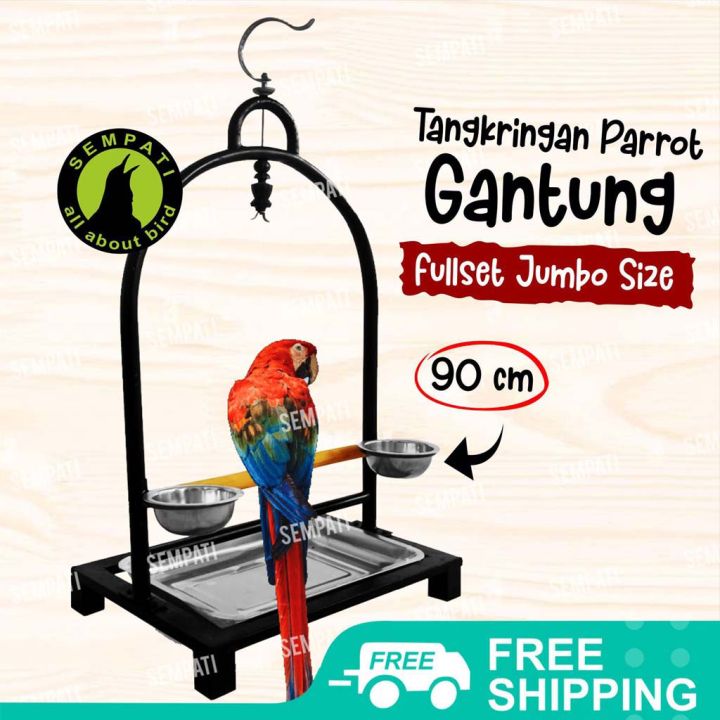 Sempati Tangkringan Burung Parrot Tangkringan Besi Gantung Fullset Plus Tatakan Cepuk Wadah 5965