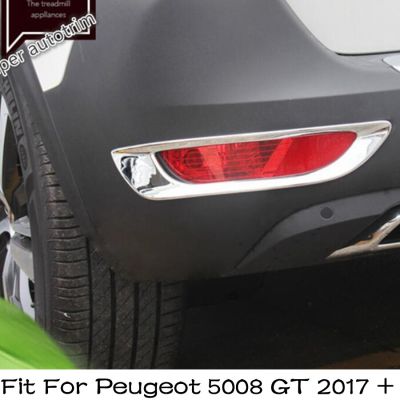 ฝาครอบกรอบไฟโครเมี่ยมไฟตัดหมอกด้านหลังตัดหมอก2ชิ้น/เซ็ตเหมาะสำหรับ Peugeot 5008 GT 2017 - 2021 ABS อะไหล่ภายนอก