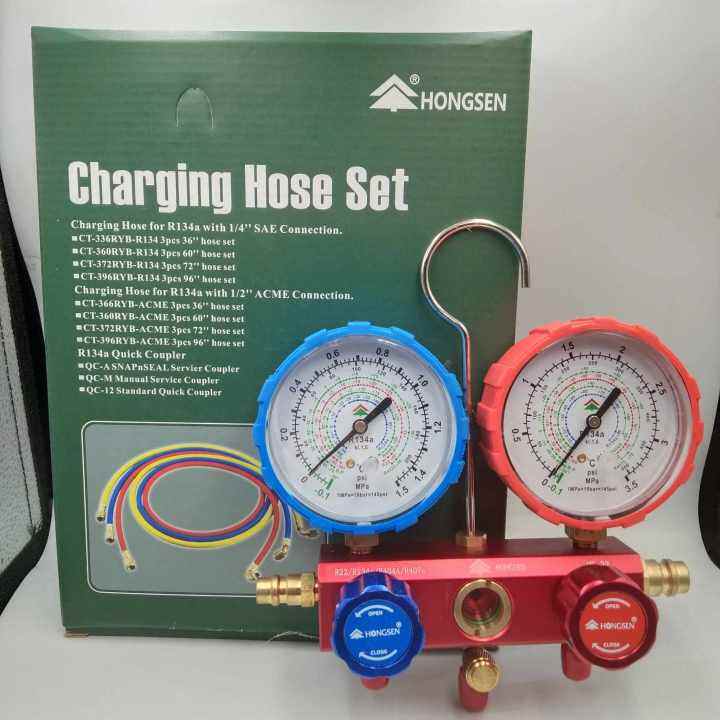 Manifold Gauge Set HONGSEN HSS36G QC12 New Generation of Vibration Proof Gauges Dual Aluminum