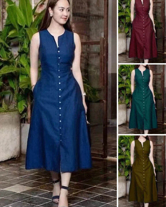 H Elegant vest dress/dress without sleeve Lazada