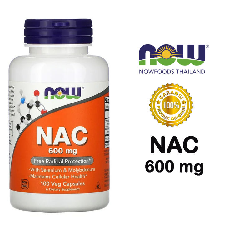 Now Foods NAC With Selenium & Molybdenum 600 Mg, 100 Veg Capsules สาร ...