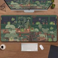 ✜ Kawaii frogs Desk Mat Large Gaming Mousepad Xxl Cute Mouse Pad Anime Aesthetic Cozi Lofi Plant Nature Green Extended Deskmat