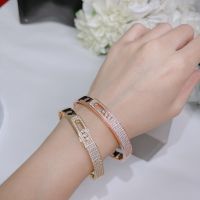 2021 Famous Brand Pure 925 Sliver European Luxury Jewelry Shining Moving Zircon Bangle For Women Romantic Design Fine Bracelets