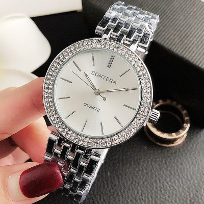 （A Decent035）Relogio Feminino New CrystalWatchSilver WomenFashion Women 39; SFullWristClock Saat