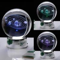 3D Solar System 60MM Crystal Ball Planets Glass Ball Engraved Globe Miniature Decor