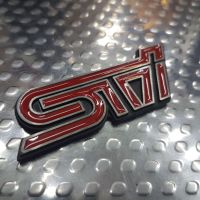 SUBARU STI LOGO ALUMINIUEM โลโก้ อลู เอสทีไอ ซูบารุ แดง ดำ