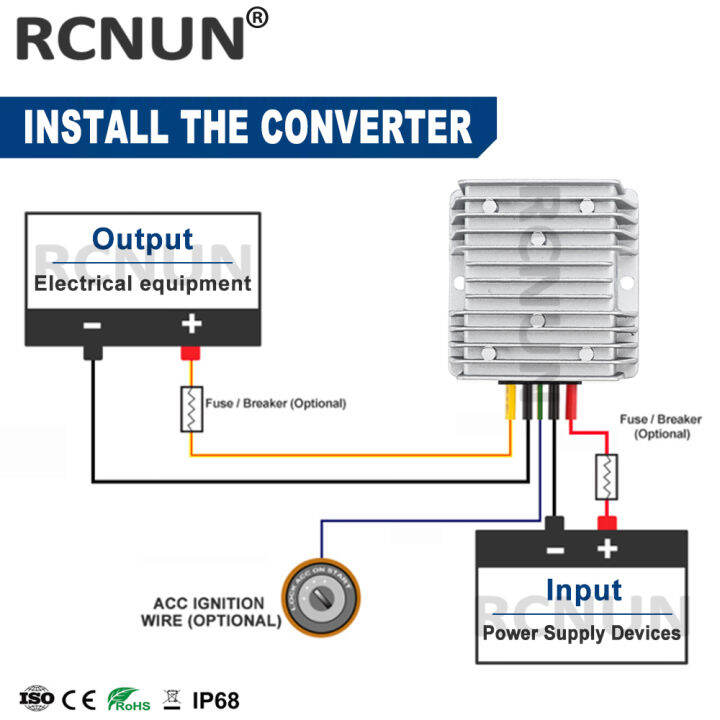 rcnun-36โวลต์48โวลต์ถึง5โวลต์15a-20a-dc-dc-s-tep-down-แปลง-regulator-48โวลต์ถึง5โวลต์100วัตต์-led-แหล่งจ่ายไฟสำหรับรถยนต์เรือ