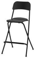 FRANKLIN Bar stool with backrest, foldable, black/black 63 cm (ฟรังค์กลิน เก้าอี้บาร์พับได้, ดำ/ดำ 63 ซม.)