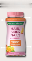 Natures Bounty Hair, Skin&amp;Nails with Biotin and Collagen, Citrus-Flavored Gummies Vitamin Supplement, 80 Count (No.887)