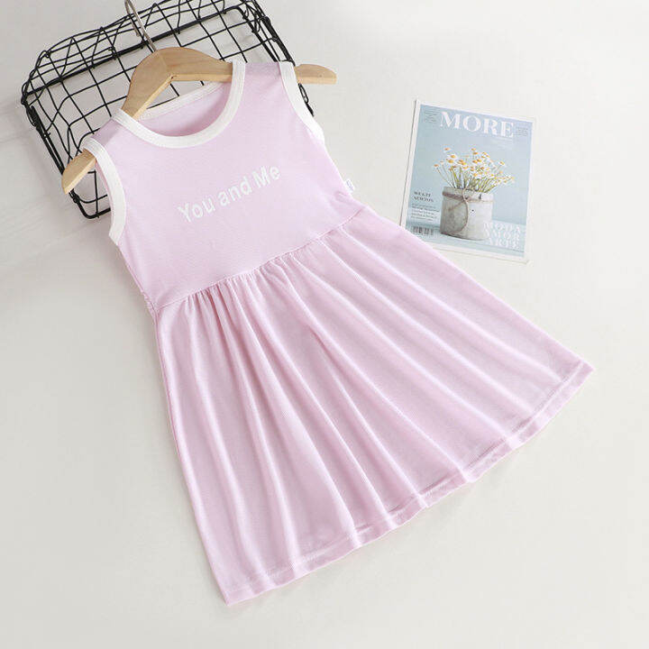 New sleeveless dress for girls ice silk skirt baby tank top skirt ...