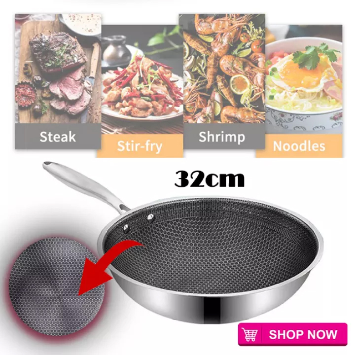 NEW Stainless Steel Frying Pan Non Stick Non Rusting Gas Cooker