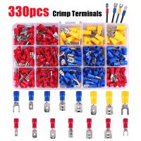 [HOT QAA,JXHKLWW 121] 280/330Pcs ฉนวน Spade Crimp Terminals ฉนวนสายไฟตัวเชื่อมต่อ Spade Butt Fork Lugs ทองแดง Crimp Connector