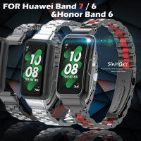 สายโลหะสำหรับ Huawei Band 7/6สาย Huawei Band 6สายโลหะสร้อยข้อมือสแตนเลสเปลี่ยนสายรัดข้อมือสำหรับ Honor Band 6