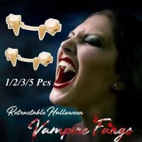 1/2/3/5PCS Retractable Vampire Teeth Halloween Vampire Fangs Dentures Zombie Teeth Small Tiger Teeth Cosplay Party Decoration