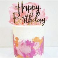 Happy Birthday Gold Cake Topper Acrylic Party Decoration