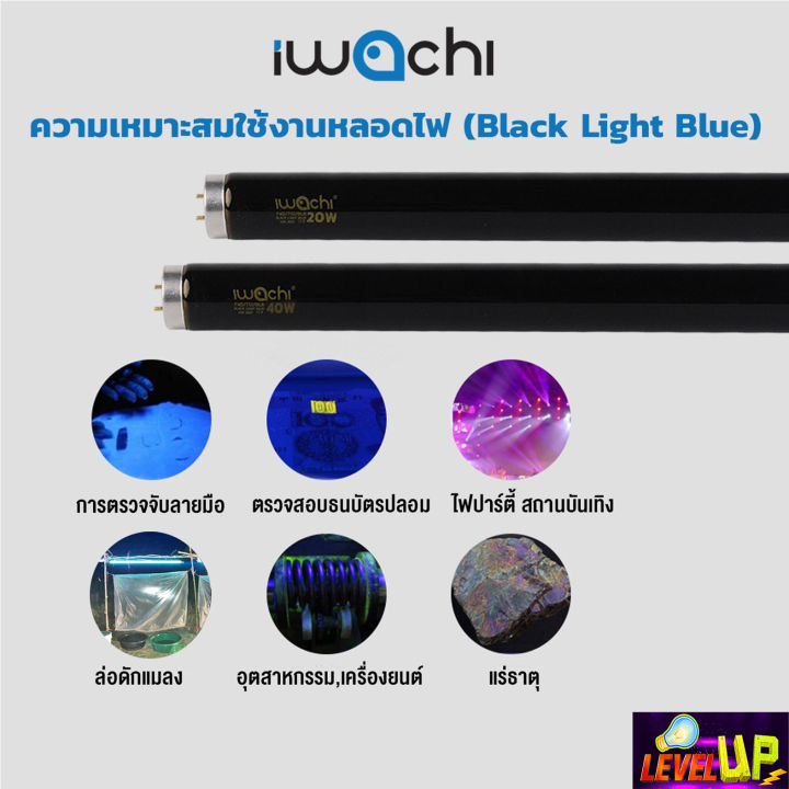 หลอดไฟนีออนแบล็คไลท์-หลอดไฟล่อแมงดา-iwachi-หลอดไฟล่อแมลง-หลอดไฟผับ-หลอดไฟเรืองแสง-ไฟดักแมลง-20w-black-light-bule-หลอดสั้น-60-cm-2-หลอด