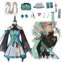 Anime Game Honkai Star Rail Qingque Cosplay Party Halloween Costume Combat Women Uniform Role Play Wig Full Set