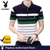 PLAYBOY เสื้อโปโลผู้ชายฤดูร้อนใหม่บางปกเวอร์ชั่นเกาหลีเทรนด์ลายแฟชั่นแขนสั้นวัยรุ่น