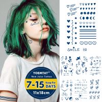 【YF】 Semi-Permanent Herbal Waterproof Temporary Tattoo Stickers Heart Star Smiley Moon Line Ink Lasting Tattoos Body Art Fake Tatto