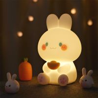 Cartoon Rabbit Night Light Usb Rechargeable Bedroom Bedside Night Lamp Kids Gift Birthday Dimmable Table Desk Lamp Home Decor Night Lights