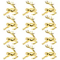 12Pcs Christmas Elk Deer Napkin Rings Gold Alloy Napkin Buckle Napkin Ring Holder Hotel Restaurant Wedding Party Dinner Table Decoration