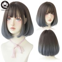 【jw】☽ↂ❀ 7JHH Omber Ash With Bangs Short Blonde Wigs Bob Resistant Glueless Synthetic Wig Wholesale