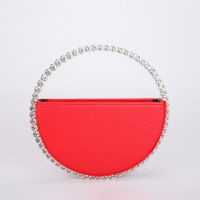 Colour Diamond Circular Evening Bag Women 2020 New Round Handle Rhinestone Dinner Clutch Purse Ladies Half Moon Handbag Fashion