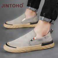 Jintoho รองเท้าโลฟเฟอร์ลําลอง ผ้าแคนวาส ยาง ใส่สบาย แฟชั่นสําหรับผู้ชาย V725