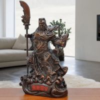 Lucky Guan Gong Imitation Wood Guan Yu Wu Cai Shen Guan Erye Living Room Enshrines Buddha Statues Home Decoration