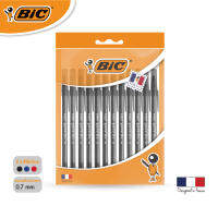 BIC บิ๊ก ปากกา ปากกาลูกลื่น Round Stic ขนาด 0.7 mm. หมึกดำ จำนวน 12 ด้าม